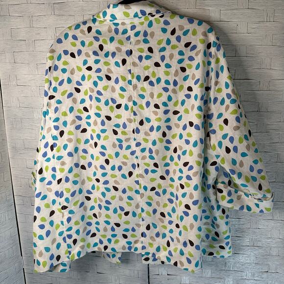 Kim, Rogers linen jacket cardigan hook & eye closure coastal grandma plus size - Picture 4 of 9